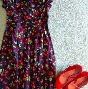 Cherry Shirt Dress with Belt